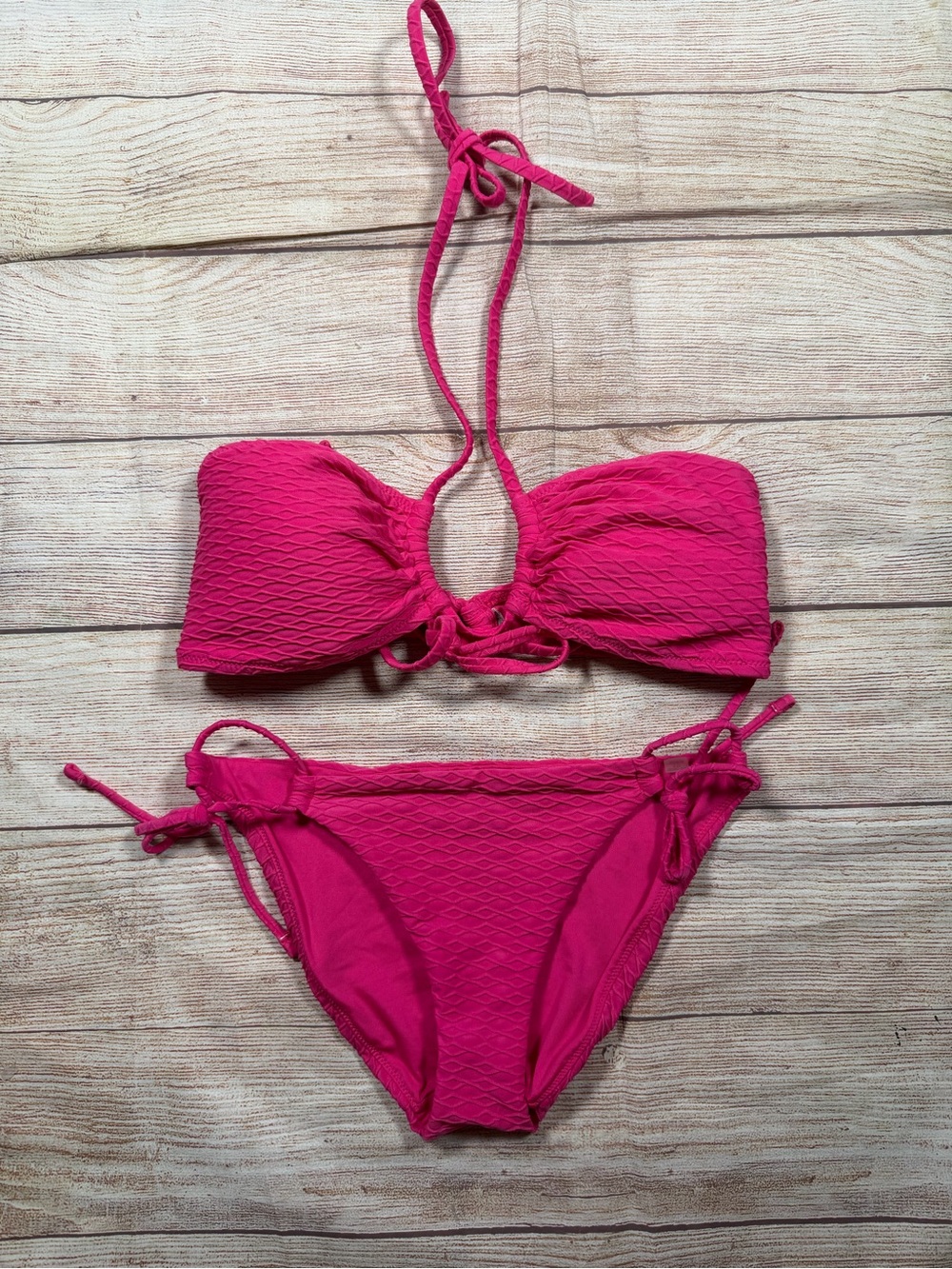 Victoria's Secret Hot Pink Textured Bikini Set‎